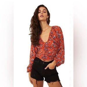 Free People Final Rose Rust Combo Blouse size Medium
